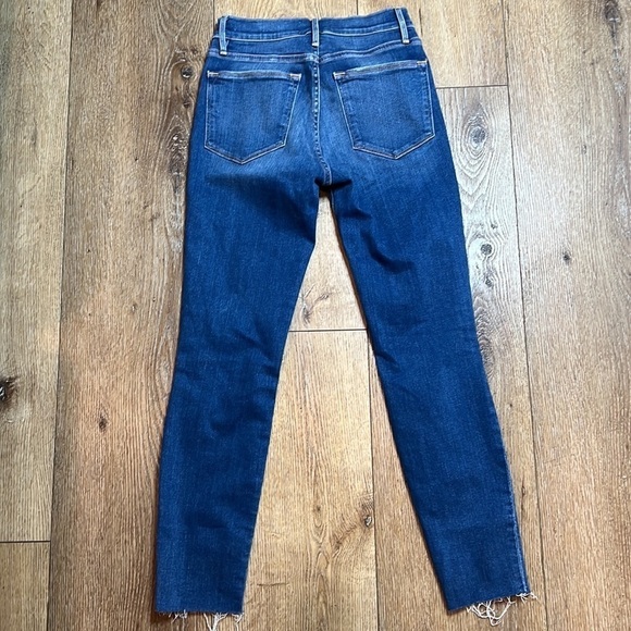FRAME Ripped High Waist Raw Hem Skinny Crop Jeans in Gaby Wash Size 25 - Picture 4 of 10